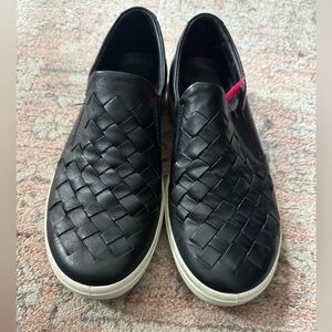 Ecco black woven leather slip on shoes